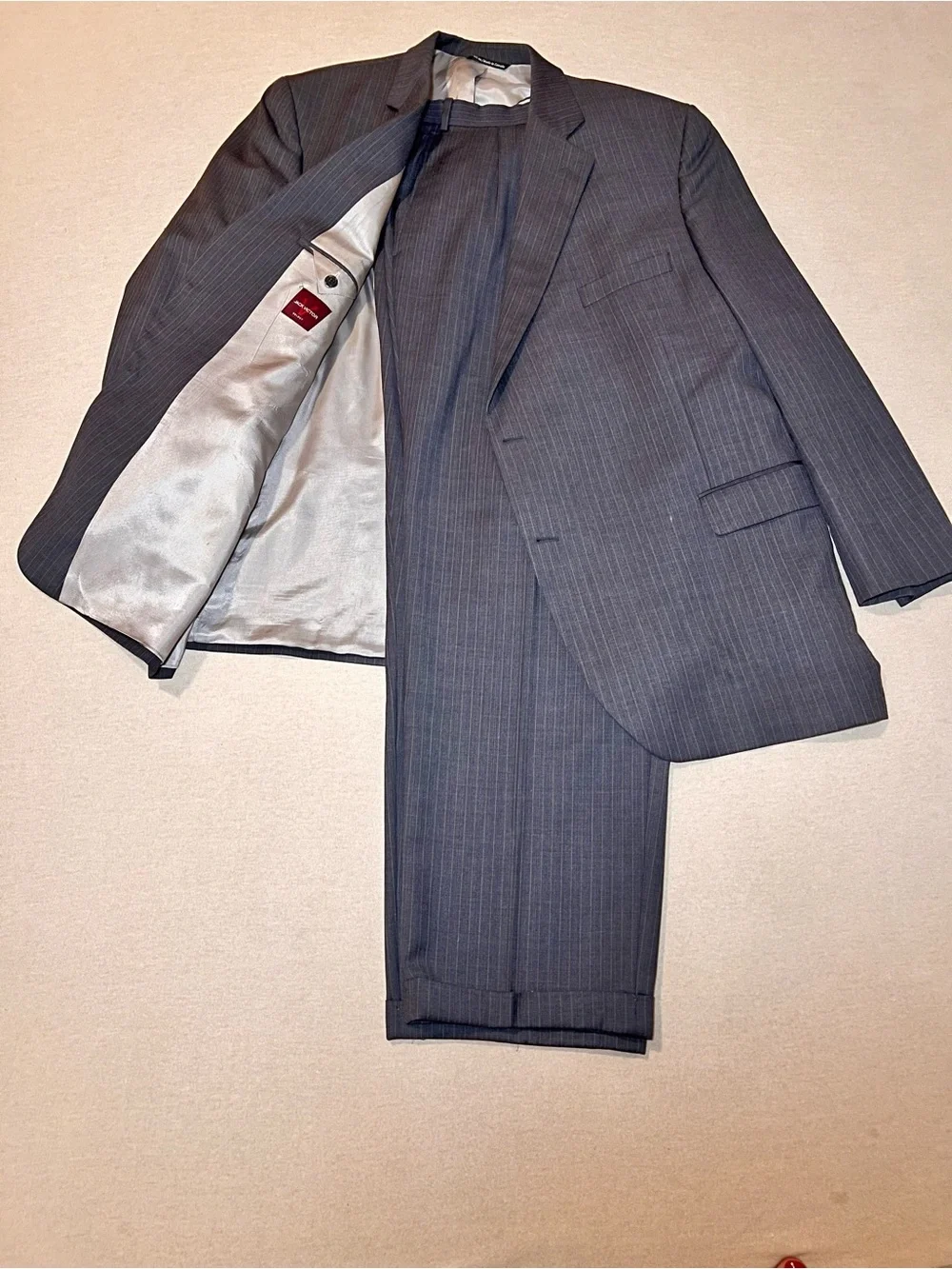 Vintage Jack Victor Gray Pinstripe Suit 52L 47W